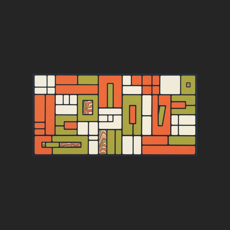 Retro Geometric Abstract in Orange and Green Male Pullover Sweatshirt