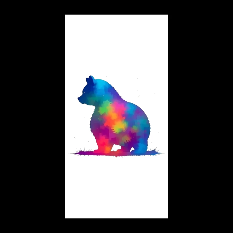 Rainbow Watercolor Bear Silhouette Art iPhone Case