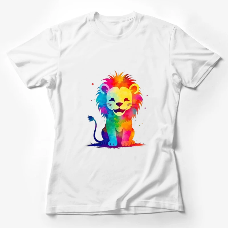 Colorful Cartoon Lion Illustration Female T-Shirt