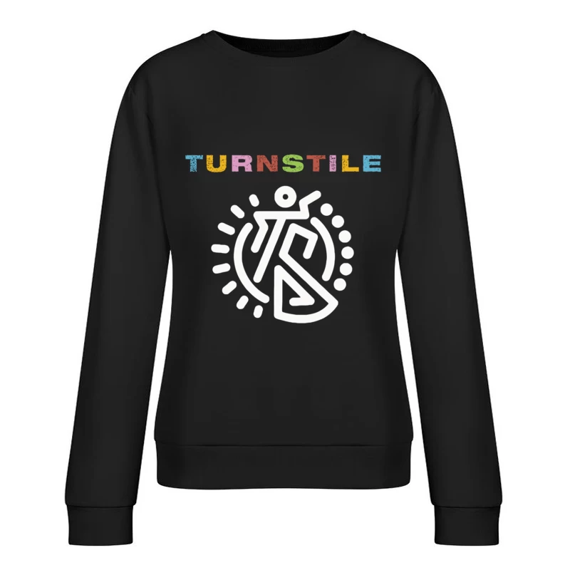 Colorful Turnstile Logo Design with Geometric Pattern Female Pullover Sweatshirt