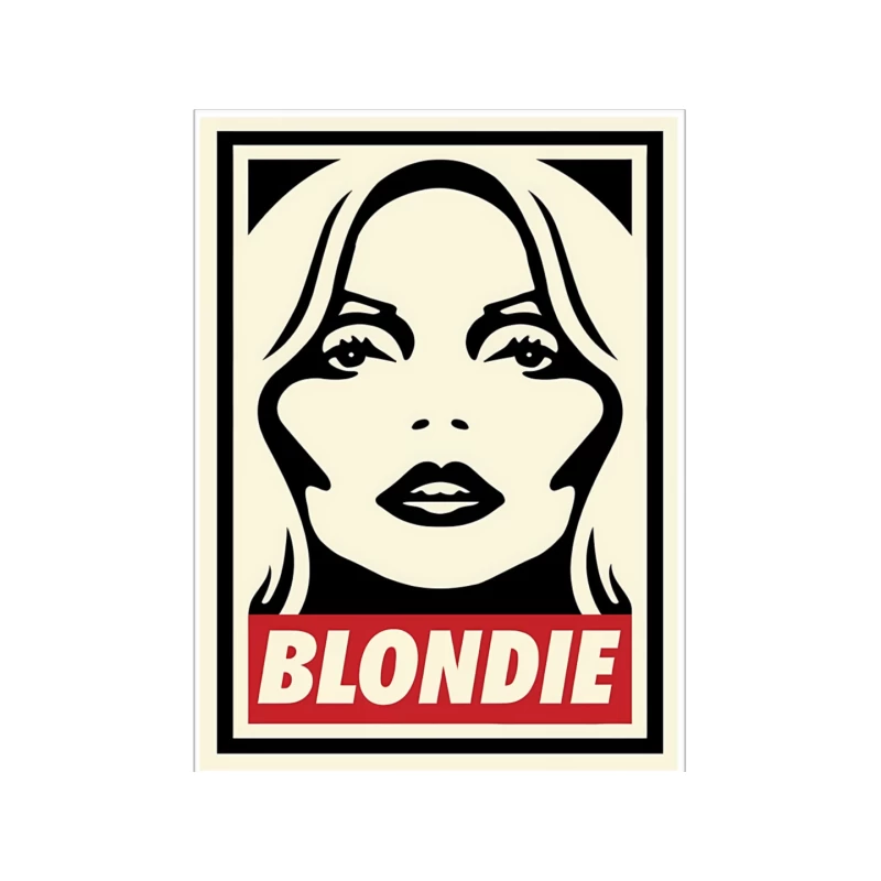 Stylized Pop Art Blondie Band Poster in Black and White with Red Text Mouse Pad