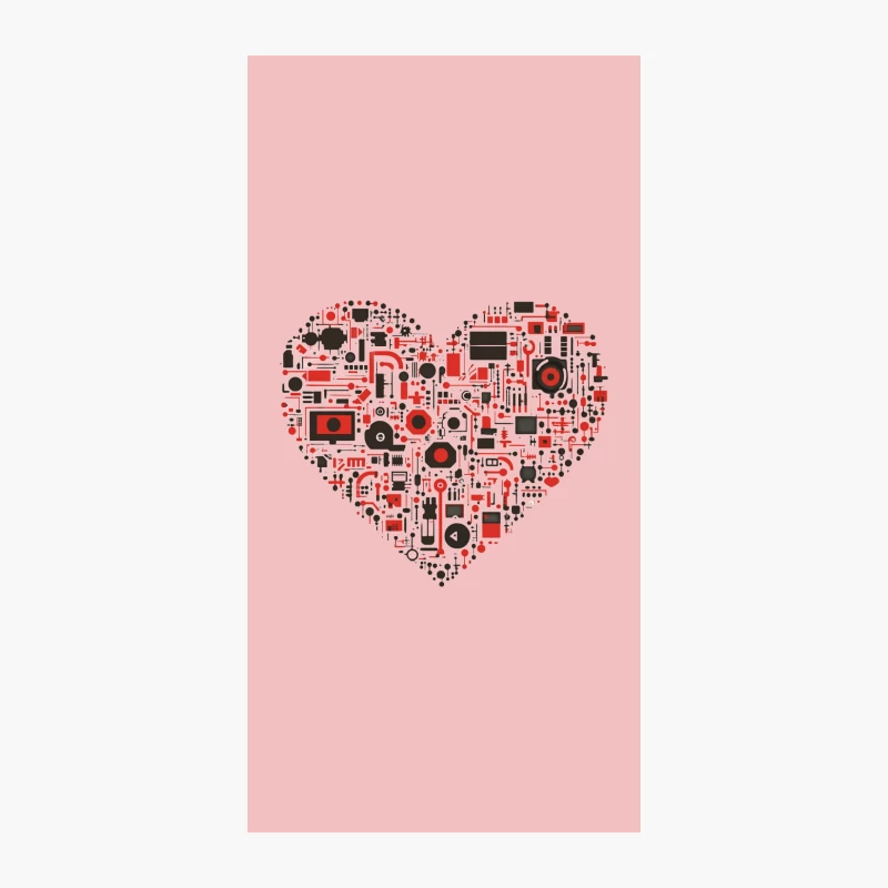 Tech-Infused Love: A Heart of Electronic Icons iPhone Case