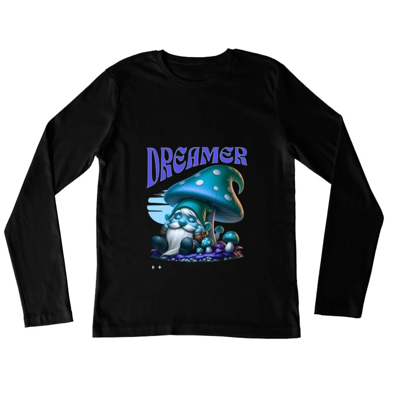 Dreaming Blue Gnome Under Magic Mushroom Female Long Sleeve T-Shirt