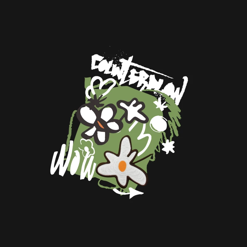 Blumen und Graffiti-Mischung Damen Langarm T-Shirt