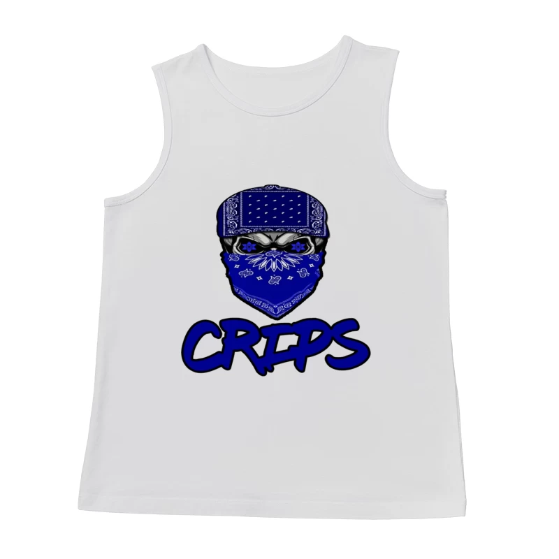 Blue Bandana Skull with Crips Gang Symbol Male Tank Top