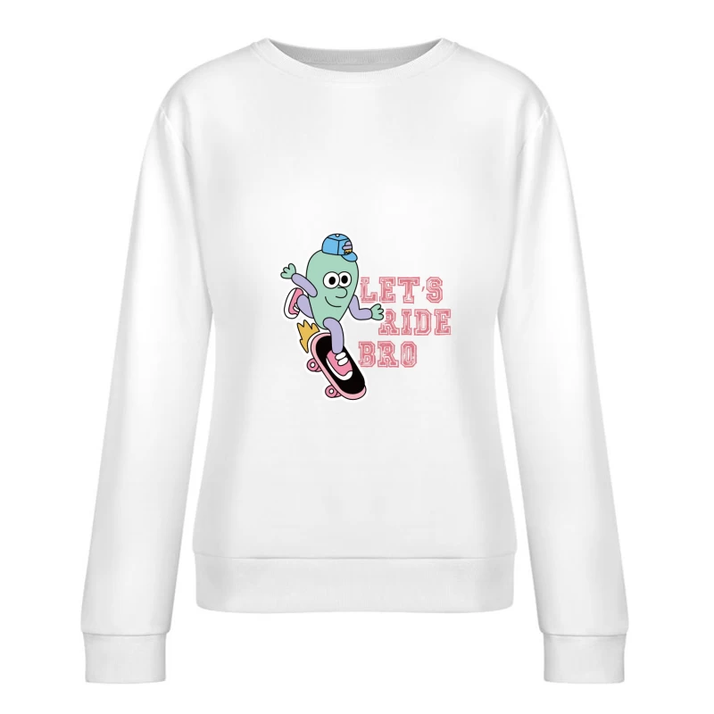 Lustiger Alien auf Skateboard Damen Pullover Sweatshirt
