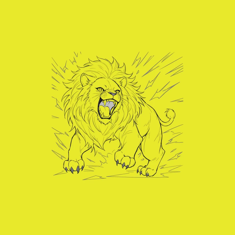 Fierce Roaring Lion Illustration Travel Mug