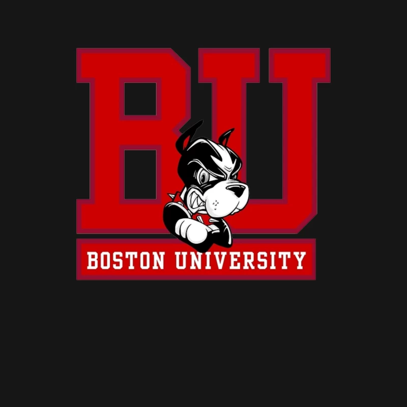 Boston University Logo with Terrier Mascot Male Long Sleeve T-Shirt