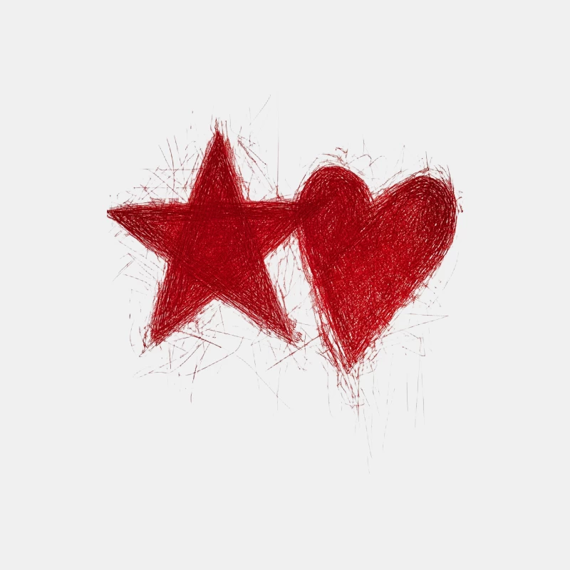 Red Star and Heart Artistic Sketch Male Tank Top