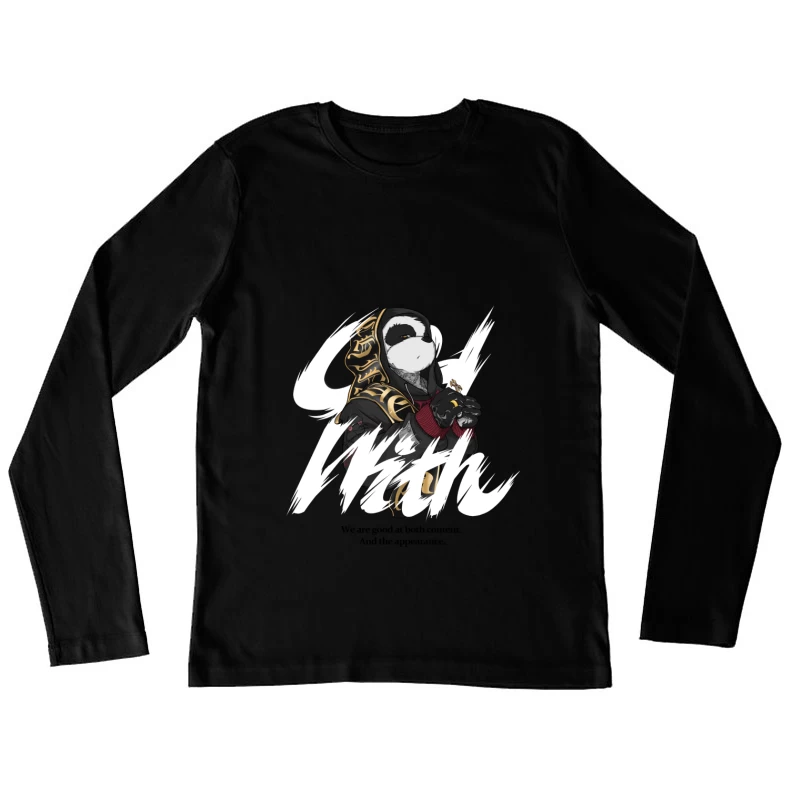 Futuristische Pandadekoration mit Kreuz Damen Langarm T-Shirt