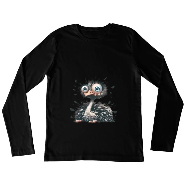 Verwirrter Vogel mit großen Augen Damen Langarm T-Shirt