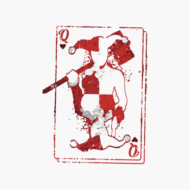 Abstract Distressed Queen of Hearts Playing Card Illustration Cotton Tote Bag
