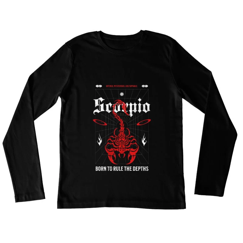 Red Mystical Scorpion with Geometric Pattern Female Long Sleeve T-Shirt