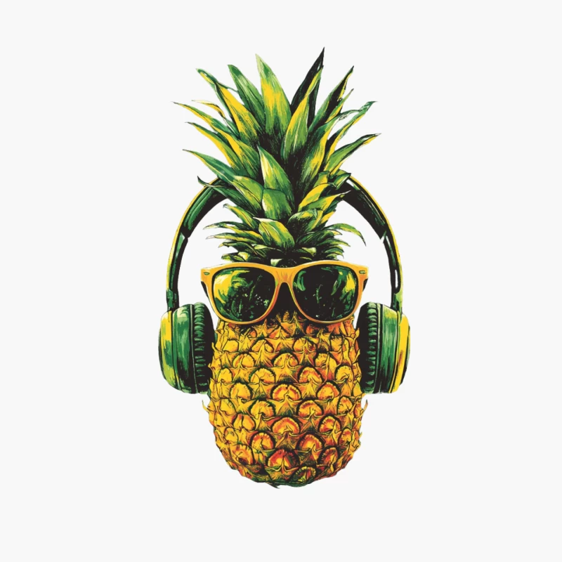 Cool Tropical Pineapple with Sunglasses and Headphones Cotton Tote Bag