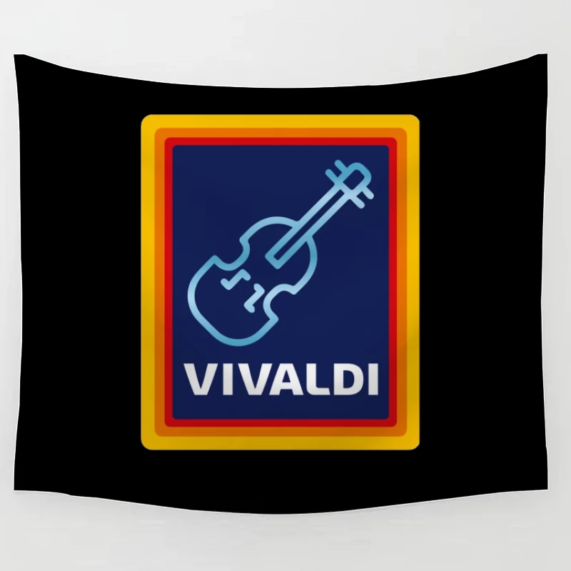 Vivaldi Classical Music Logo with Violin Icon Tapestry