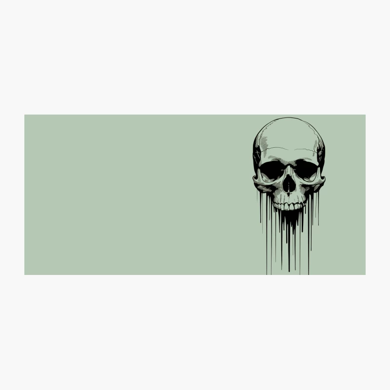 Gothic Black and White Dripping Skull Illustration Coffee Mug