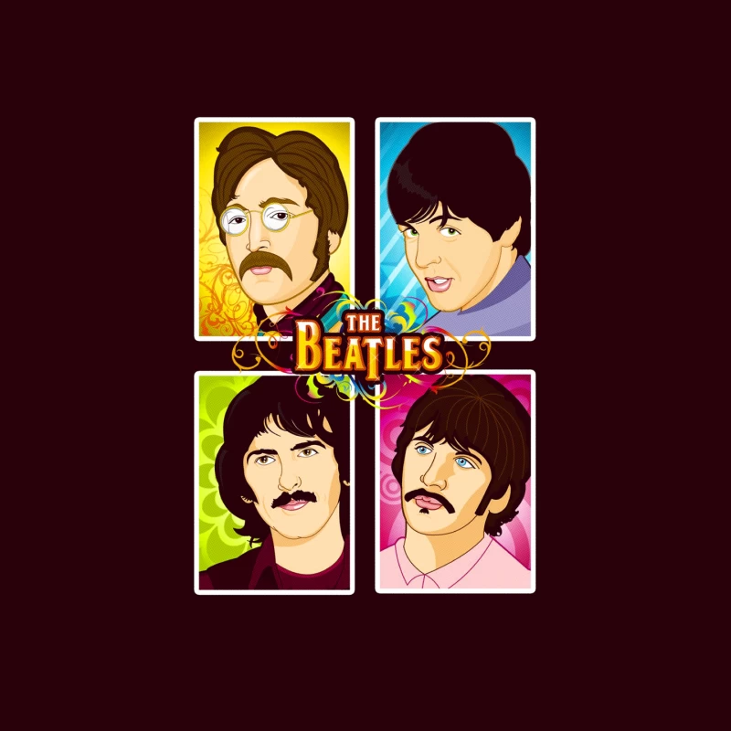 The Beatles Illustrated Portraits Mouse Pad