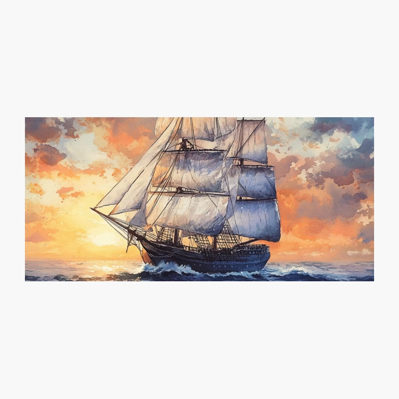 Majestic Sailing Ship Navigating Stormy Seas at Sunset Coffee Mug