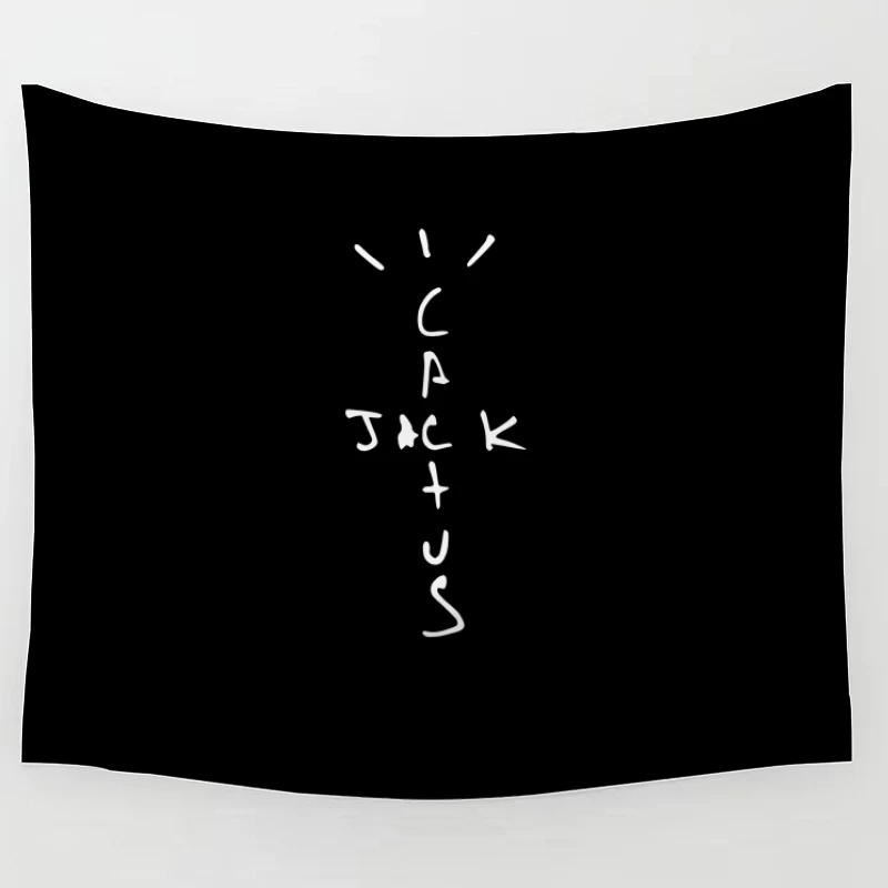 Simple Black and White Letter Sketch Tapestry