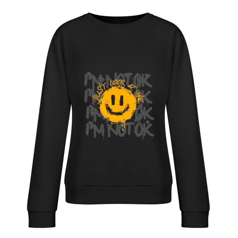 Gelbes Emojis auf schwarzem Hintergrund Damen Pullover Sweatshirt