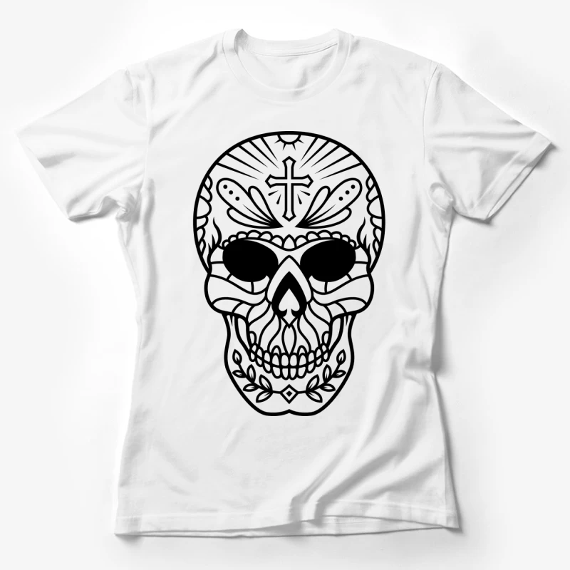 Crâne décoratif avec croix Femme T-Shirt