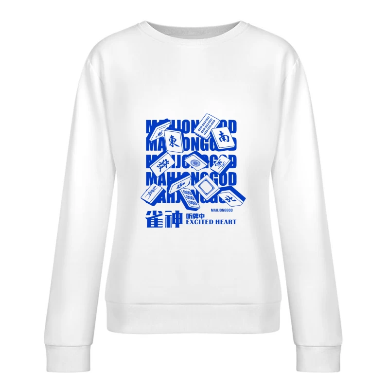 Mahjong-Gott: Aufgeregtes Herz Damen Pullover Sweatshirt