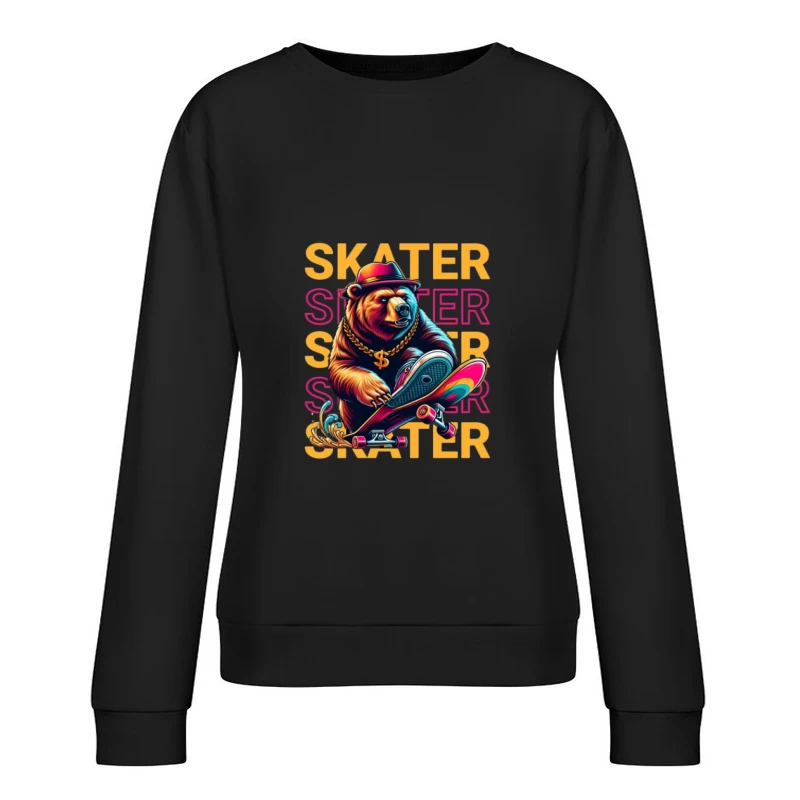 Skater-Bär mit Skateboard Damen Pullover Sweatshirt