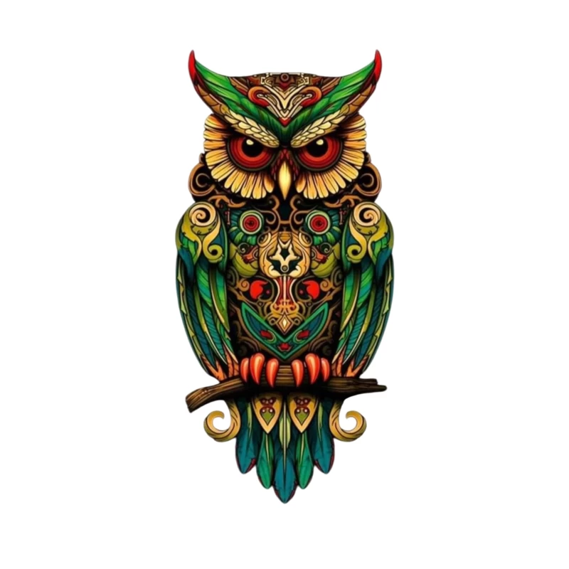 Colorful Owl Art Throw Pillow