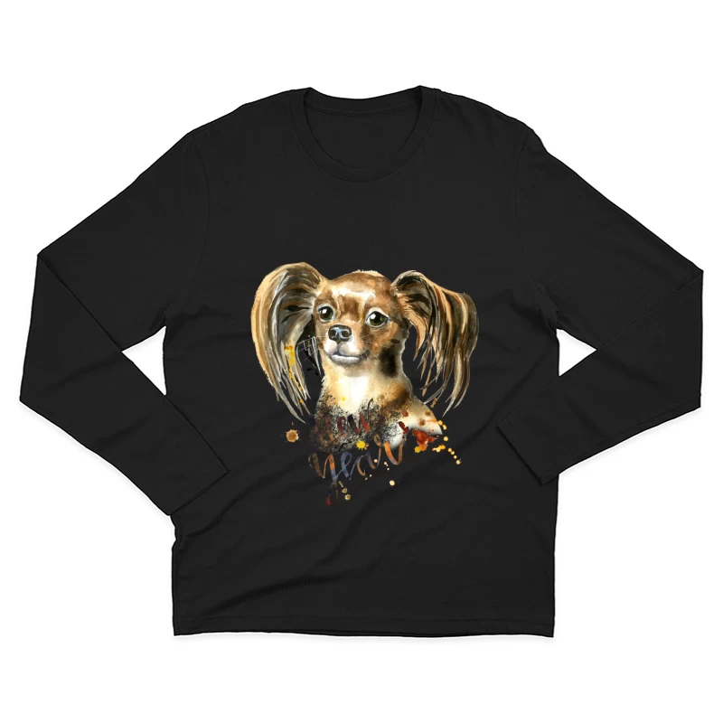 Portrait de chien et Nouvel An aquarelle Homme Manches Longues T-Shirt