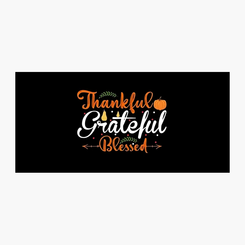 Thankful Grateful Blessed: Autumn Typography with Pumpkin Coffee Mug
