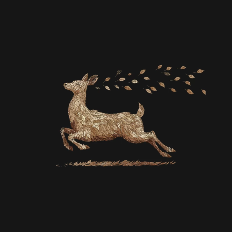 Autumnal Deer Illustration: Running Wildlife in Nature Desk Mat