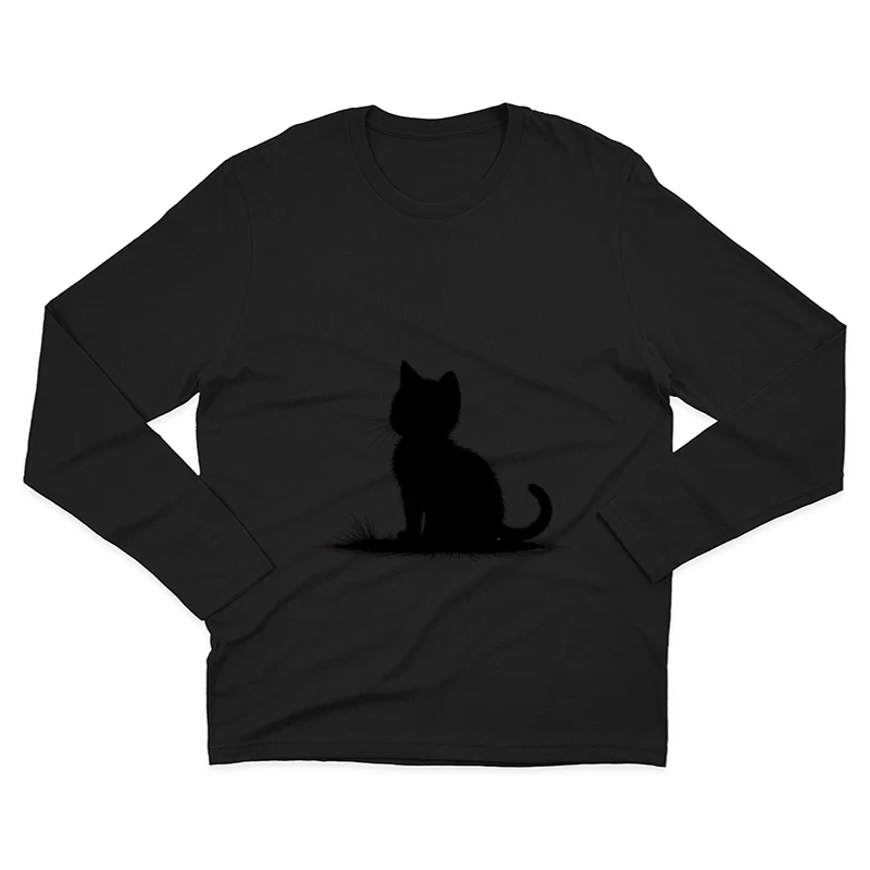 Minimalist Black Cat Silhouette Art Male Long Sleeve T-Shirt