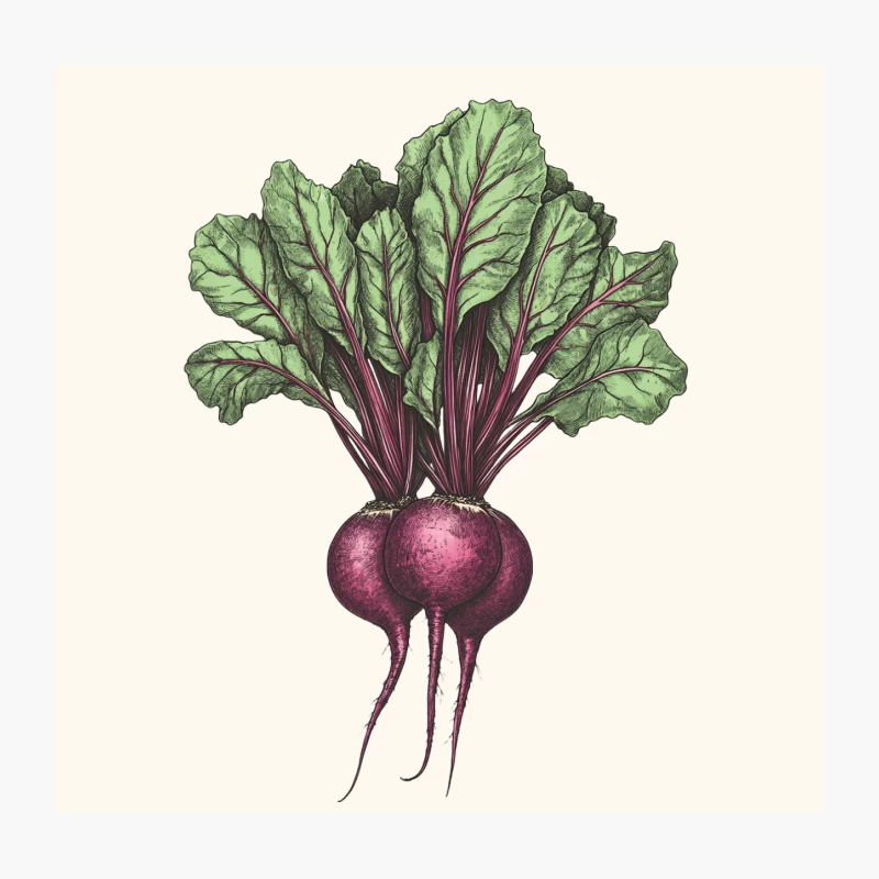 Botanical Illustration of Fresh Organic Beetroots Throw Pillow