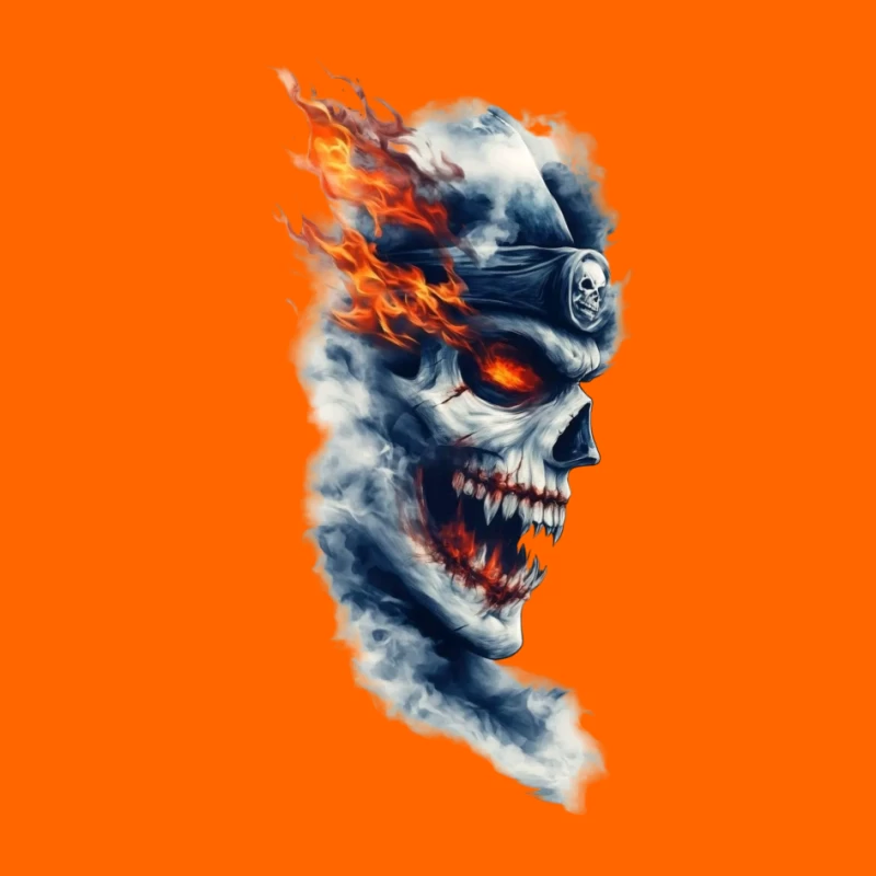 Fiery Ghost Skull Artwork Pin