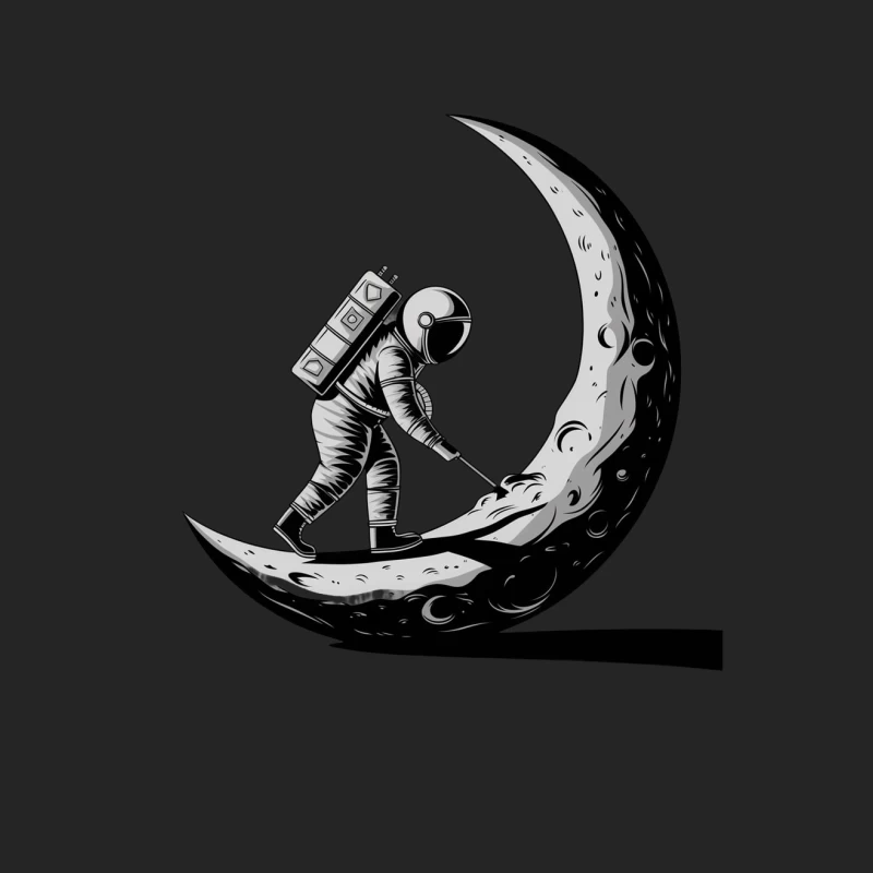Surreal Astronaut Sweeping the Crescent Moon Male Pullover Sweatshirt