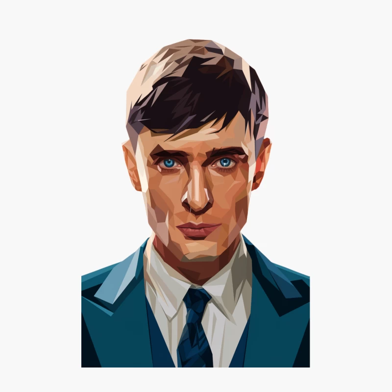 Stylized Low Poly Portrait of Businessman with Blue Eyes Cotton Tote Bag