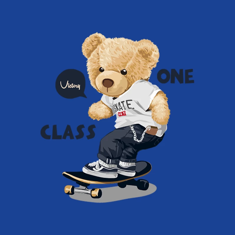 Skateboard fahrender Plüschteddy Herren T-Shirt