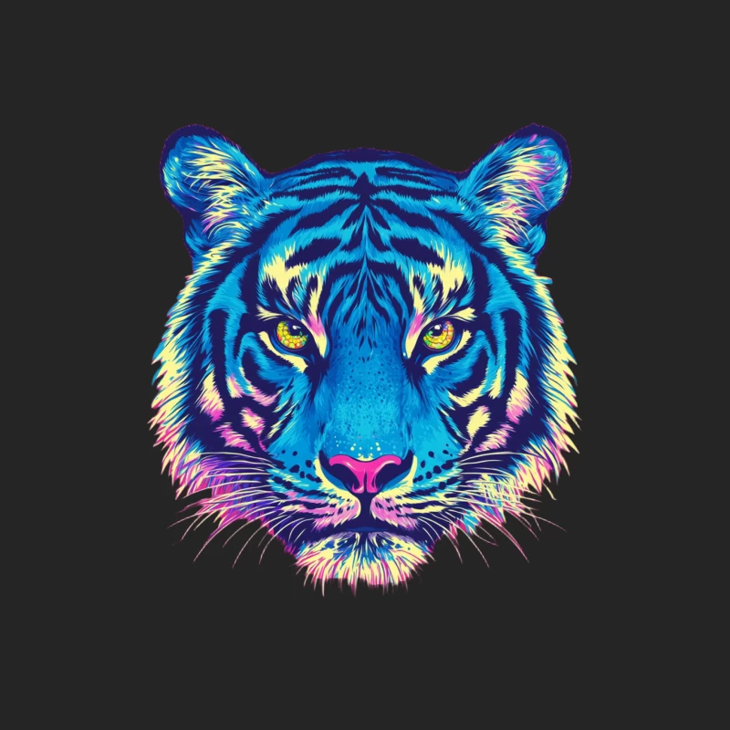 Neon Pop Art Tiger Portrait Female Pullover Sweatshirt