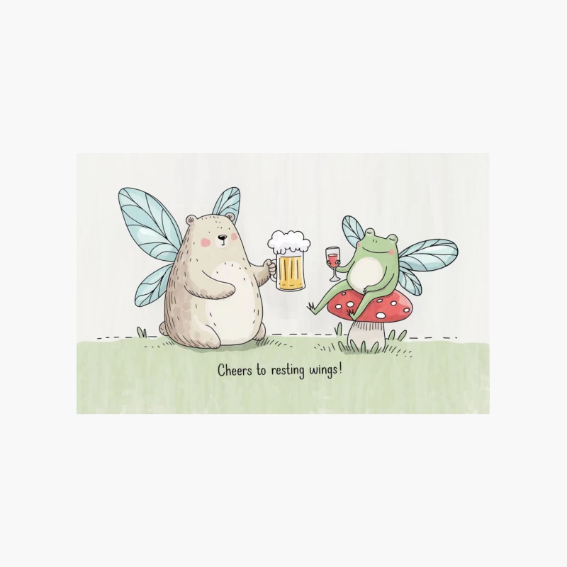 Whimsical Woodland Creatures Celebrate with Drinks Cotton Tote Bag