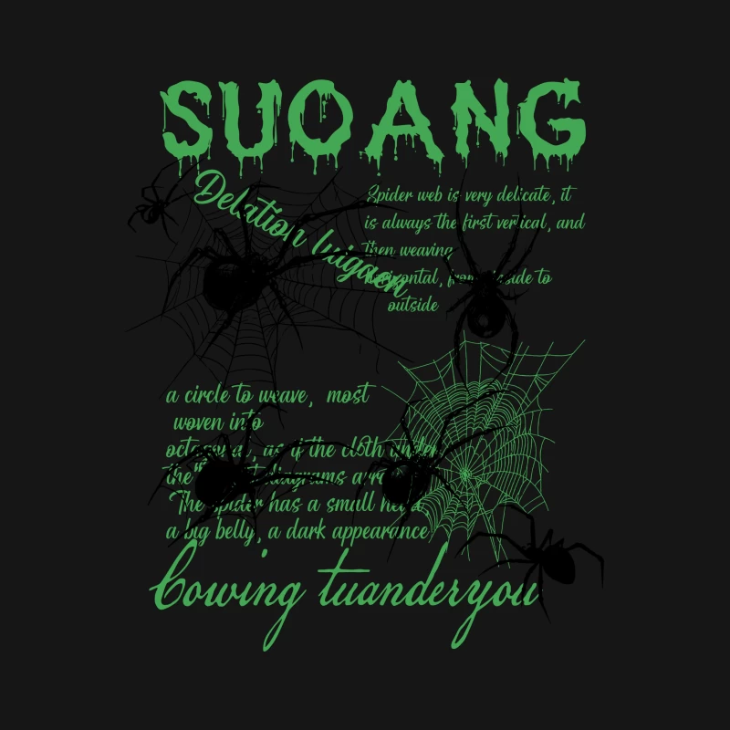 Grüner Spinnennetz-Schriftzug-Design Damen T-Shirt