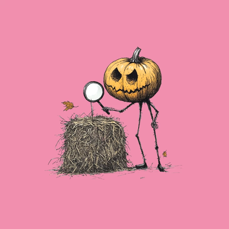 Curious Jack-o'-Lantern Investigates Autumn Hay Bale Male T-Shirt