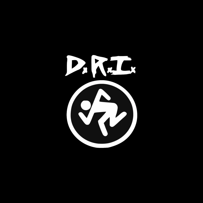 DRI Records Running Man Logo in Black and White Circle Desk Mat