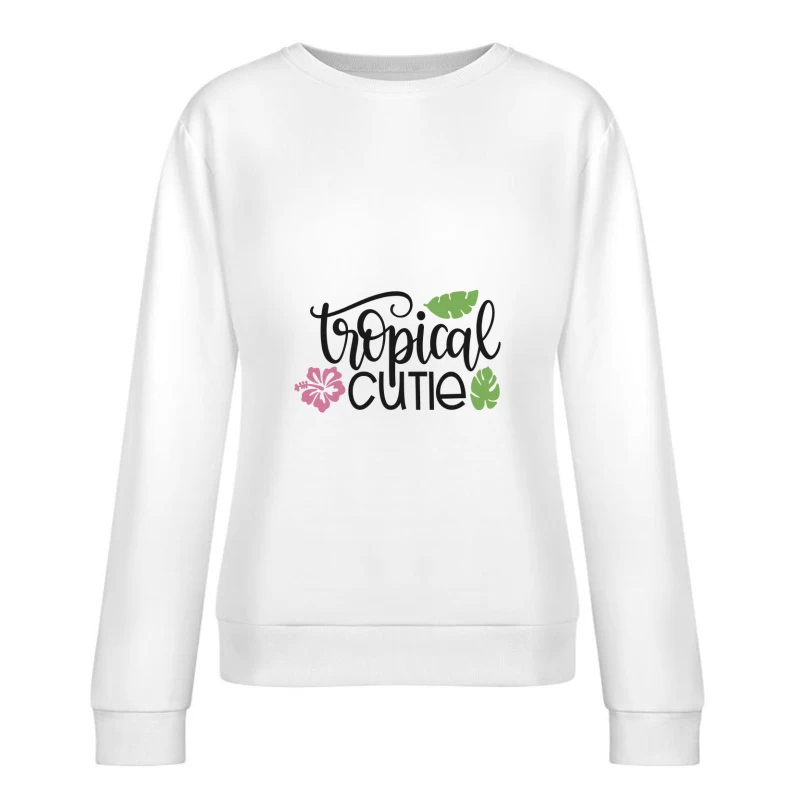 Design Tropical avec Fleurs et Feuilles Femme Sweat-shirt à enfiler