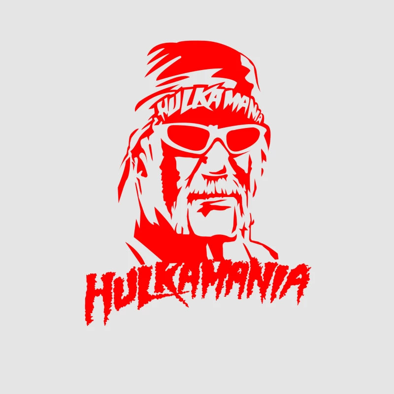 Iconic Red and White Graphic of Hulk Hogan's Hulkamania Male Pullover Hoodie