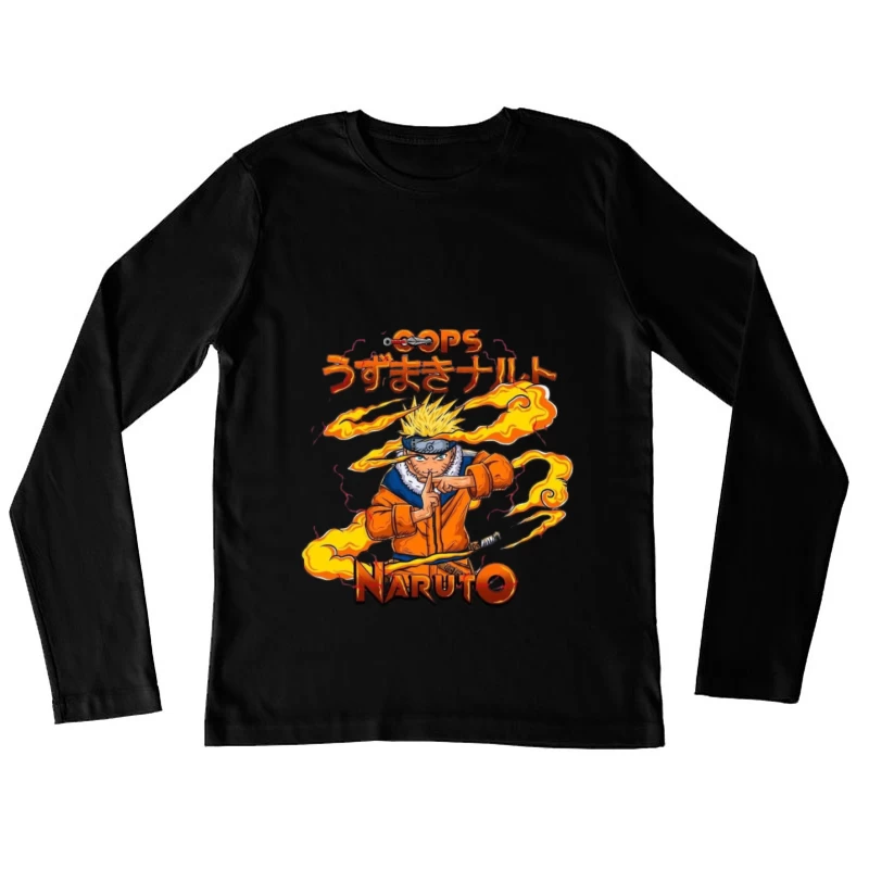 Naruto Anime Charakter mit Flammen Damen Langarm T-Shirt