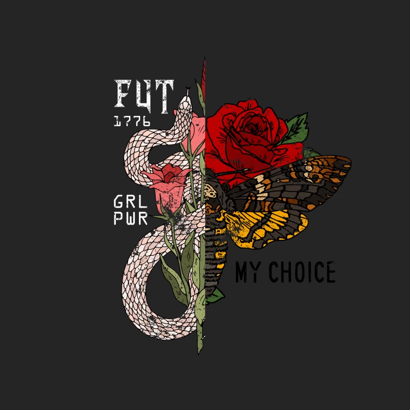 Serpent et papillon avec roses Homme Sweat-shirt à enfiler