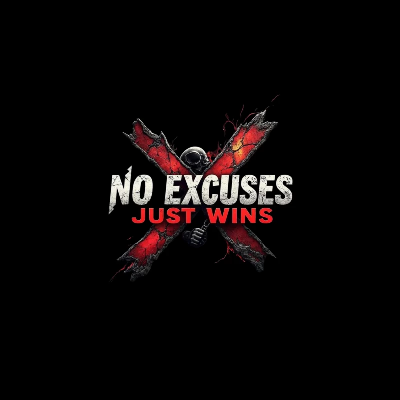 Motivational Logo: No Excuses Just Wins Tapestry