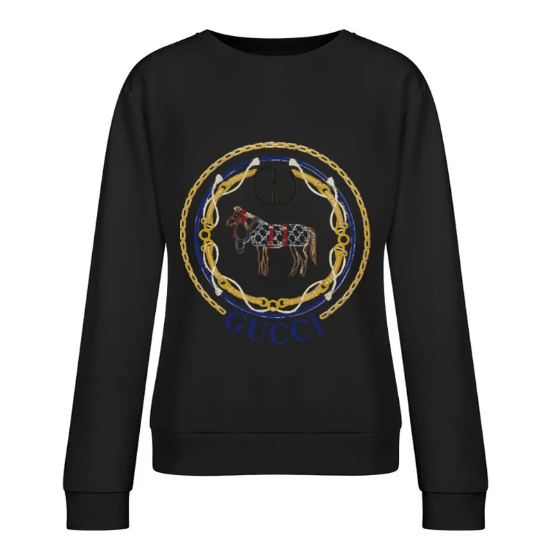 Gucci Pferd Wappen Design Damen Pullover Sweatshirt