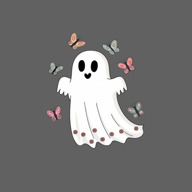 Cute Whimsical Ghost with Butterflies Illustration Male Tank Top