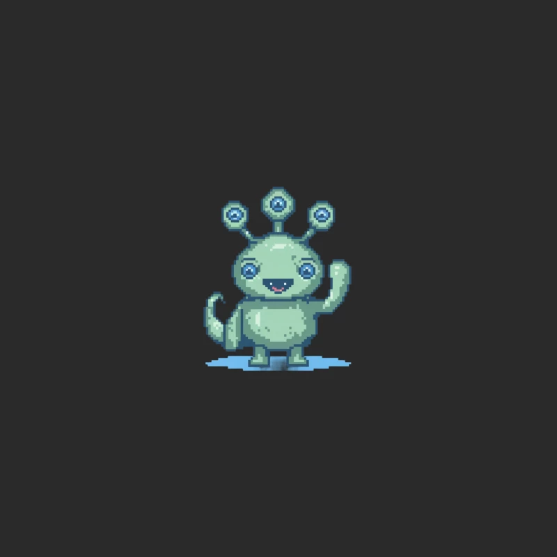 Cute Green Pixel Art Monster Character Baseball Cap